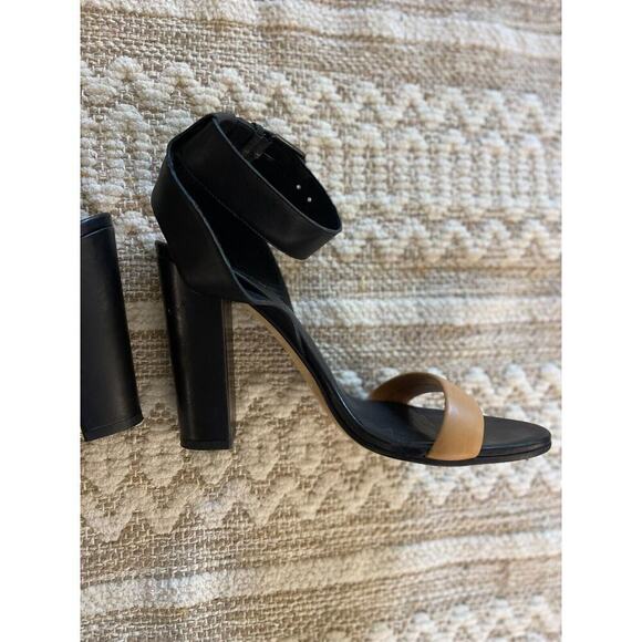 Vince Heels 39.5 / 9.5 Heels Black Leather Alexa Chunky Heel Open Toe Pumps - Picture 7 of 13